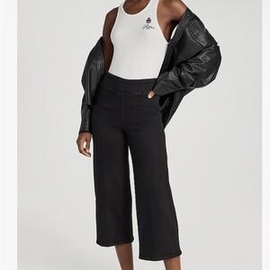 FRAME Women’s Jersey Wide Leg Crop Black Jeans Size One